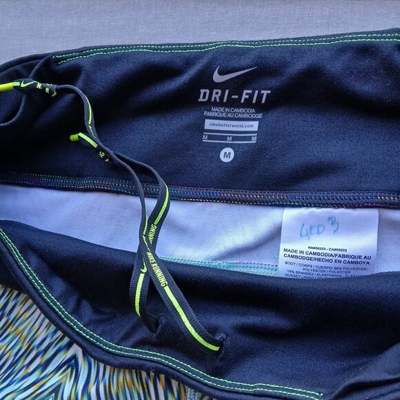 Nike Dri-Fit Running Leggings M SAMPLE multicolor hidden pockets drawstring - Picture 10 of 16